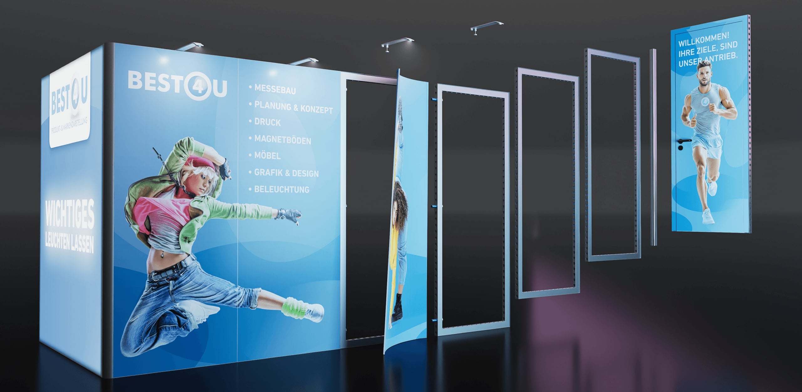 BEST4U Markenwelt – Picture-Frame Display-Walls und beleuchtete Markeninszenierung
