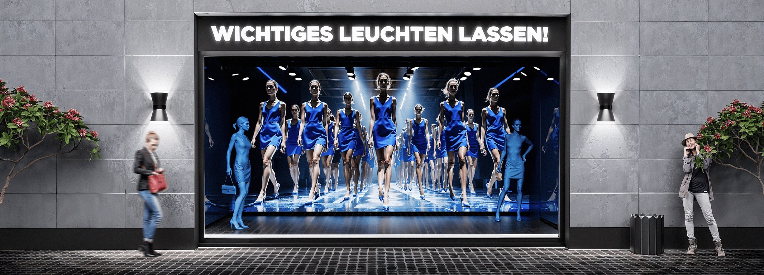BEST4U Schaufensterwerbung mit Spannrahmen und Textilien
